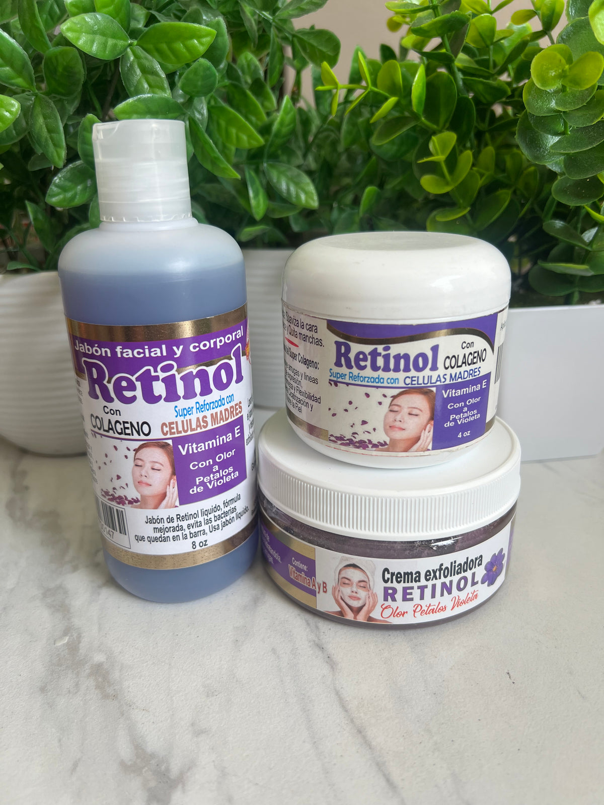 SET DE RETINOL QUE INCLUYE EL JABON, EXFOLIADOR Y CREMA