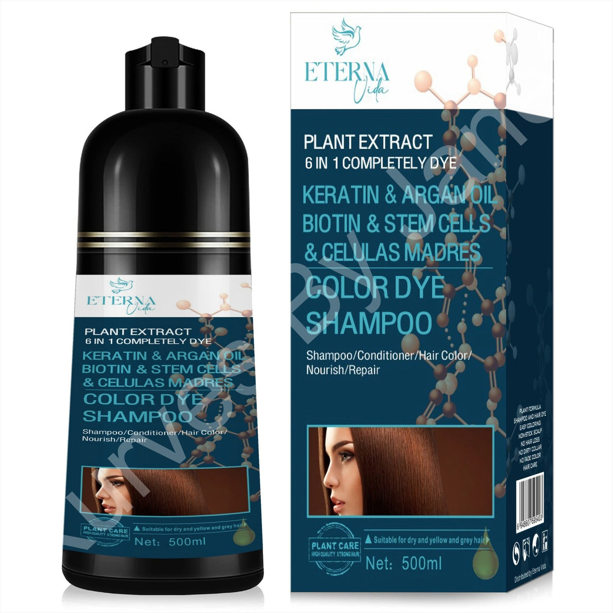 Blue ETERNA VIDA 6-1 Hair Dye Shampoo for both Men & Women