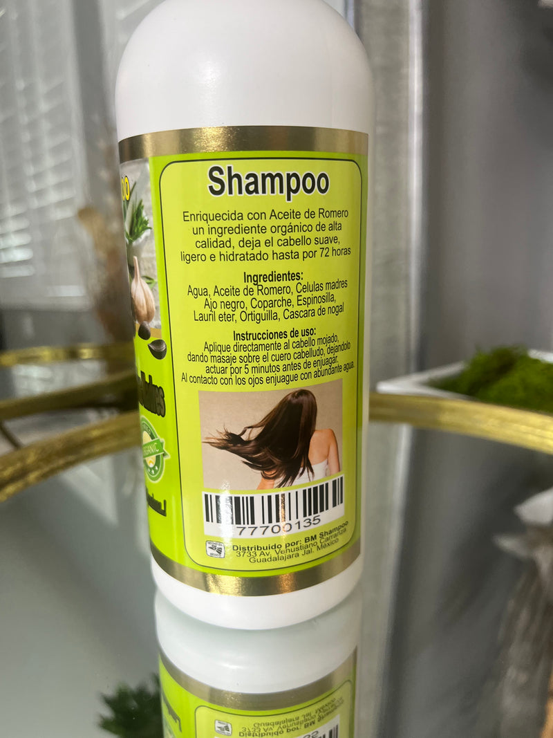 SHAMPOO DE ROMERO, AJO NEGRO Y CELULAS MADRES