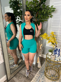 AURA SLEEVELESS BIKER SET (EMERALD GREEN)