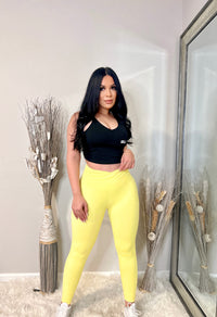 LULU CROSS OVER LEGGINGS (YELLOW)