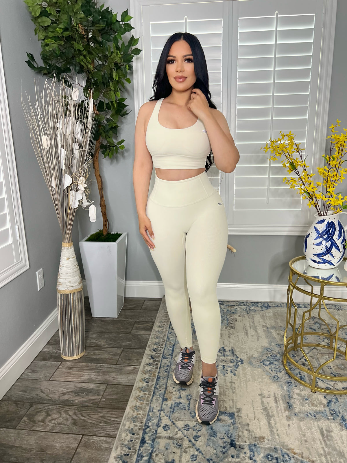 KATE RIBBED LEGGINGS (CREAM)